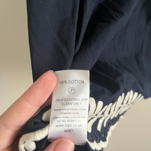Topshop Navy Embroidered Cotton Dress like new