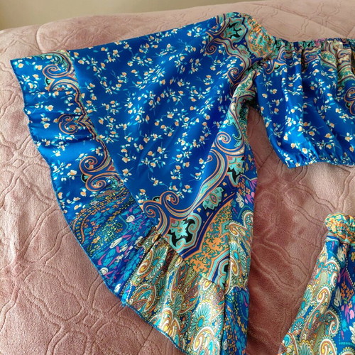 Boho set with pants and crop top one size like new