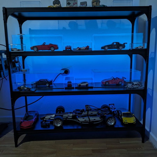 Black floor shelf 100 × 33 × 100 cm with 2 RGB LED strips