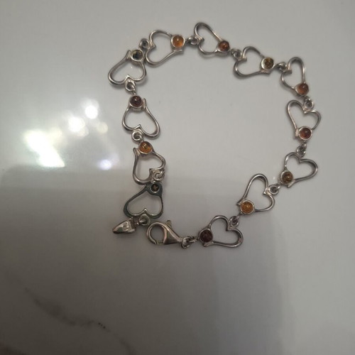 Silver Bracelet 925 with Natural Amber Stones like new