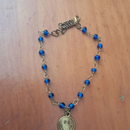 Hand Bracelet blue and gold made to order