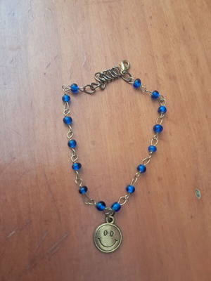 Hand Bracelet blue and gold made to order