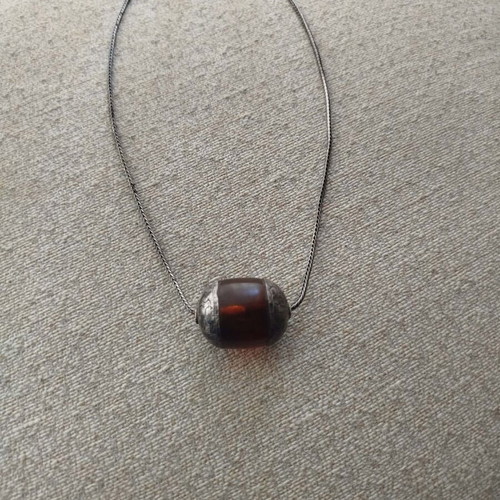 Vintage 925 Silver Necklace with Natural Amber, Like New