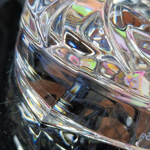 Heavy transparent lead crystal ashtray with swirl design