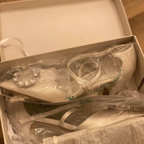 Dune London pumps new, bridal, size 39, satin with rhinestones