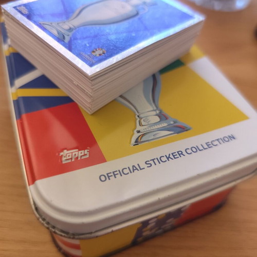 Euro 2024 Topps stickers used, 110 single with metal tin