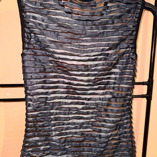 Transparent Black Top with Print new, size Medium
