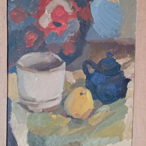 Oil painting Despoina Paraskevopoulou painted also on back