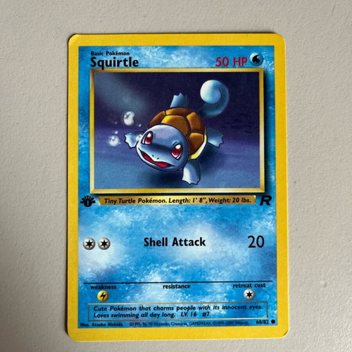 Squirtle 68/82 TR 1st Edition used, with signs of wear