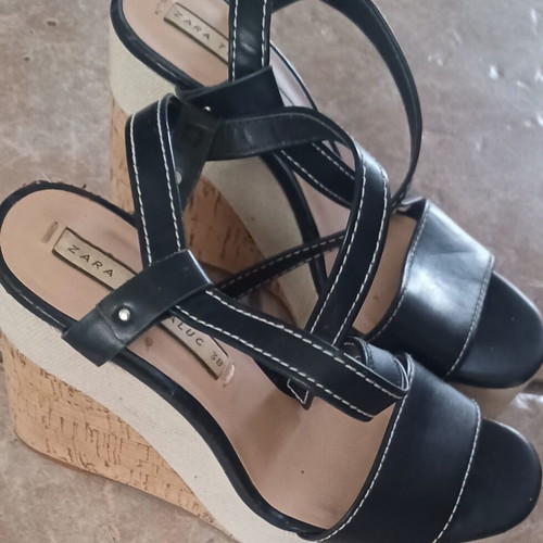 Zara blue platform sandals size 38 like new