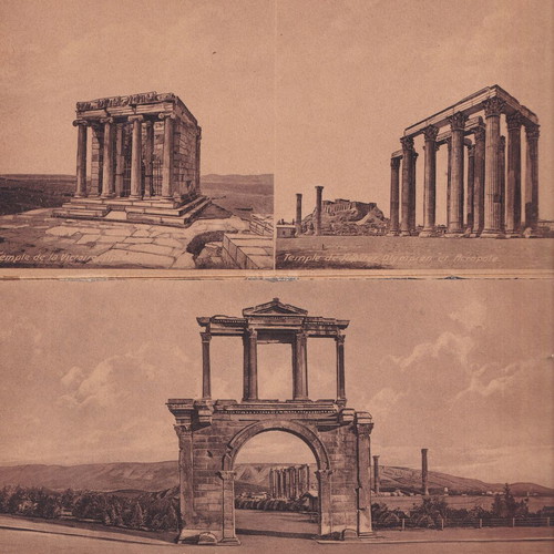Souvenir d'Athenes Athens Edition booklet with 10 used Acropolis cards
