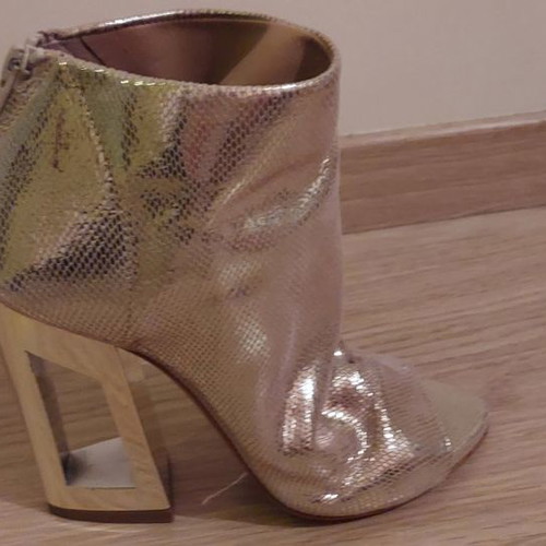 Peep Toe Shoes New Gold Ovye By Tassos Mitropoulos Size 37