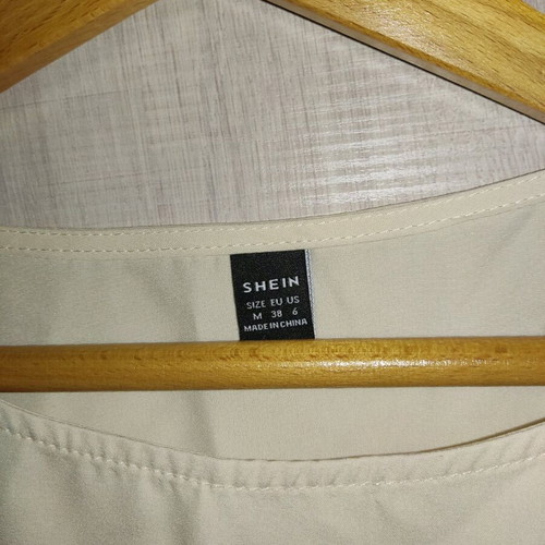 Shein women's blouse beige with sleeve detail like new size M