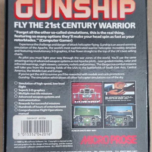 Gunship MicroProse Amiga video game used, small box