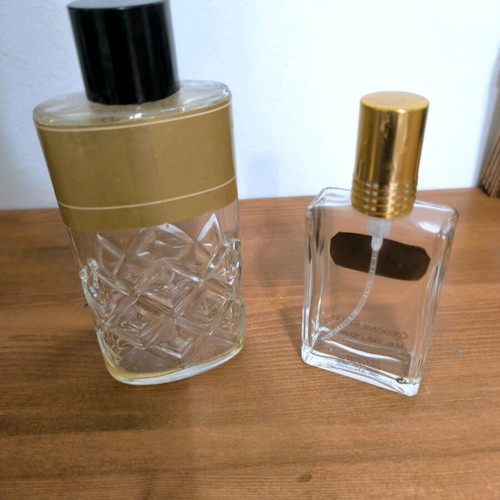 Perfume bottles used, set of 4 empty glass