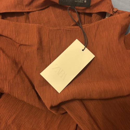 Zara pants with scarf tie, new, size L, brown and red