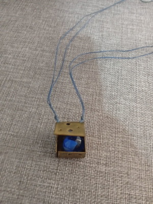 Handmade jewelry bronze box with blue stones adjustable length