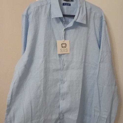 Men's linen shirt, blue, XL