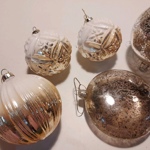 Christmas balls gold beige like new