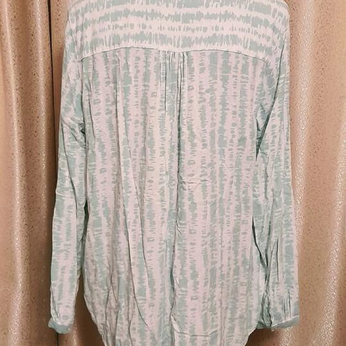 Seasons long-sleeve blouse like new, white with mint, size L
