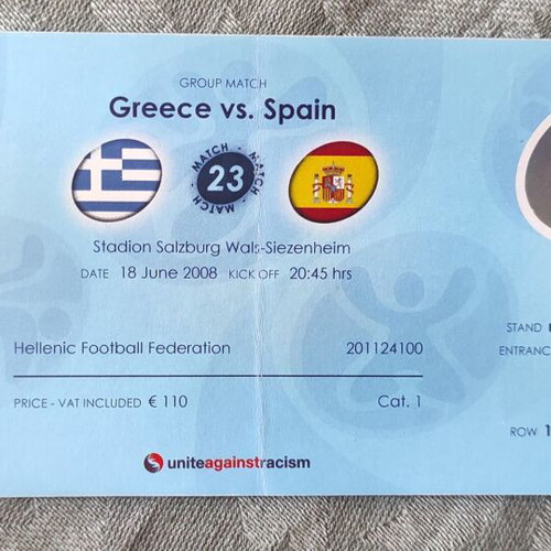 Euro 2008 Greece National Team Tickets like new