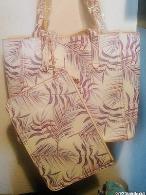 Τσάντα ώμου Lydc London tote διπλή καινούργια, άσπρη και μωβ