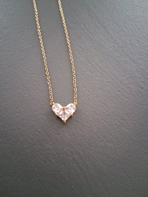 Heart necklace gold-plated steel with zircon stones new