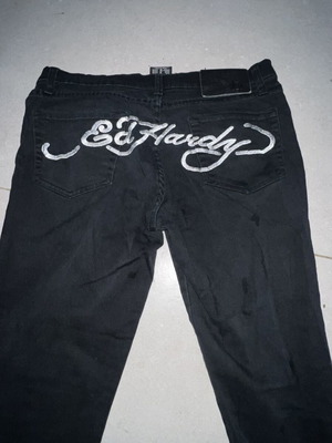 Дънки Ed Hardy употребявани, прав модел, черни, размер M 38 10
