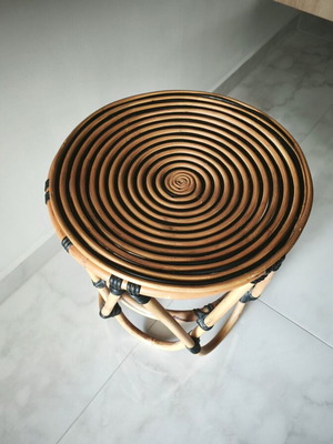 Bamboo stool like new, brown with black details
