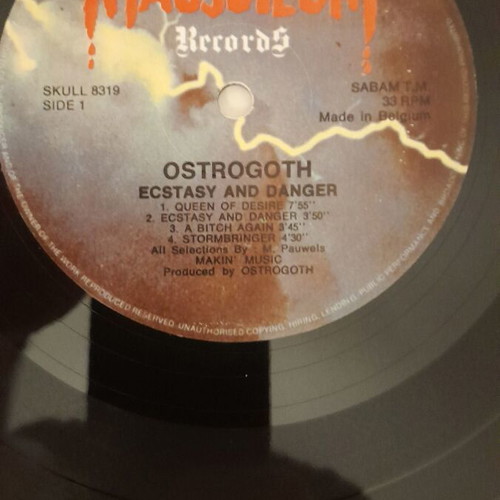 Ostrogoth Ecstasy and Danger vinyl record like new, metal