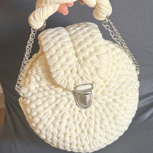 Handmade bag like new, white and beige