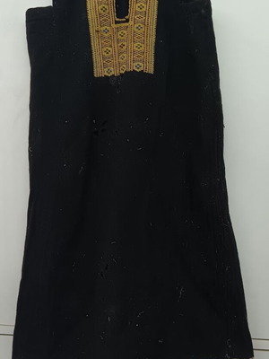 Traditional collectible wool dress with yellow collar used, vintage