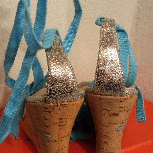 Replay platform sandals like new, size 39, turquoise and silver