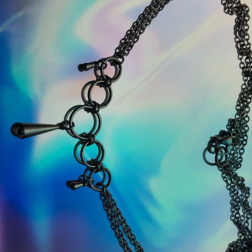 Handmade stainless steel punk necklace new silver color
