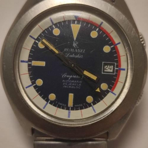Rumanel Datostar Compressor Automatic Swiss Made watch used, blue dial