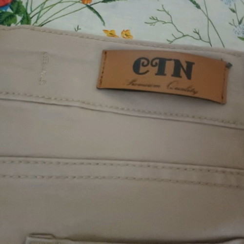Women's elastic pants beige used with side zipper