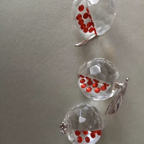 Decorative glass pomegranate charms like new, set of 3 pieces