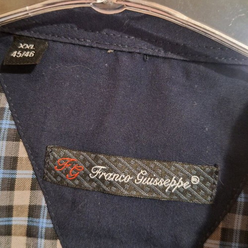Franco Giuseppe checked shirt like new, size XXL, white and blue