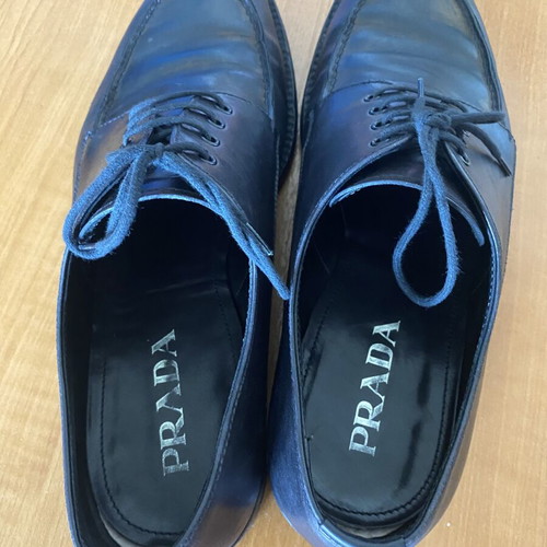 Prada men's leather shoes used, size 42-43, black