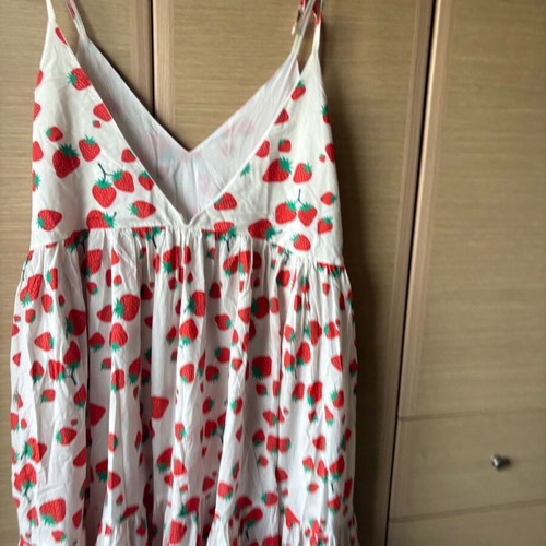 Karavan dress like new with belt, white and red
