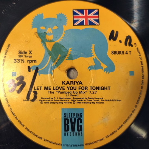 Kariya Let Me Love You For Tonight 12″ Vinyl Maxi Single used