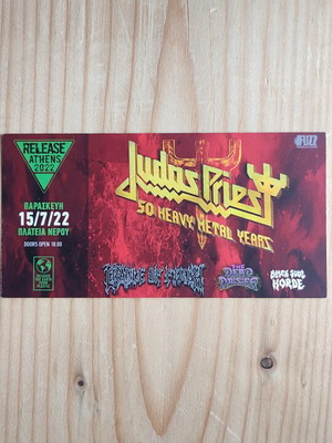 Judas Priest concert ticket like new, 15-7-2022