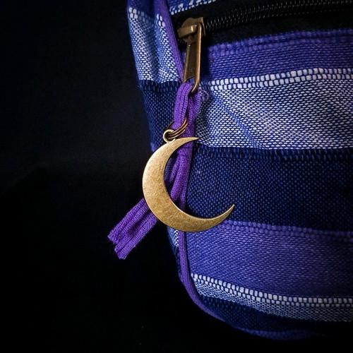 Cotton Sling Bag Purple new, handmade, eco-friendly with moon charm