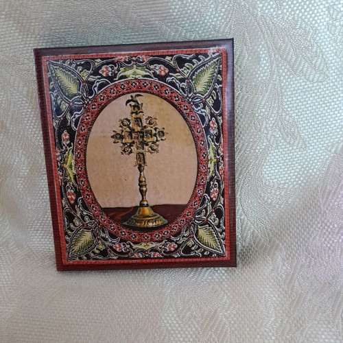 Prayer image used, 9.5x8.5cm, hard cardboard