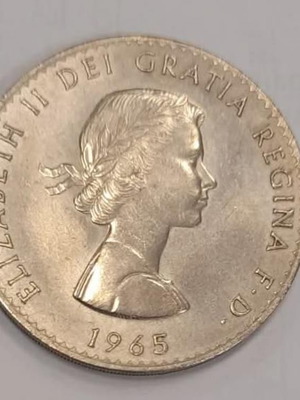 5 Shillings 1965 like new, Winston Churchill commemorative coin