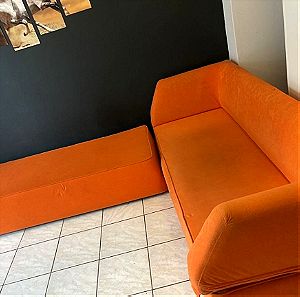 Καναπές γωνία πορτοκαλί