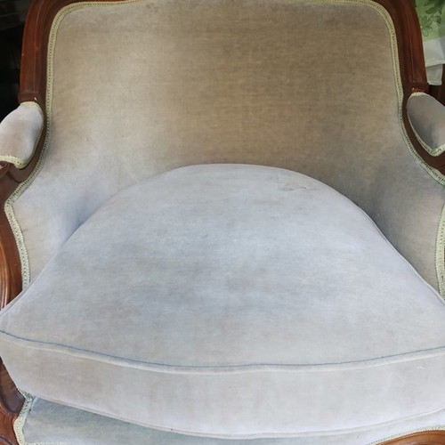 Louis Quinze Kenz sofa used, handmade wooden, velvet fabric