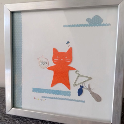 Ekoumpo Metal Children's Art Print with Glass Like New 25x25 cm