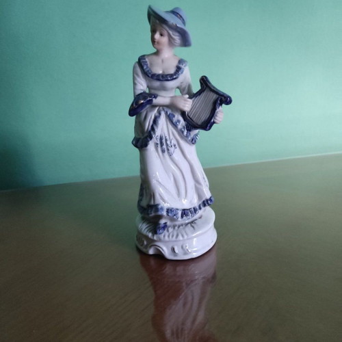 Vintage doll used porcelain, height 21cm