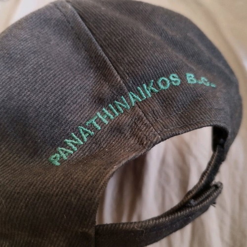 Panathinaikos cap used with embroidered logo and three stars